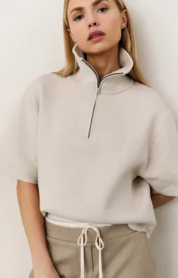 YaYa Sweater met halve rits Wit