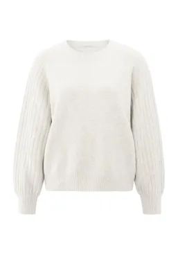 YaYa Trui met ribgebreide mouwen Wit