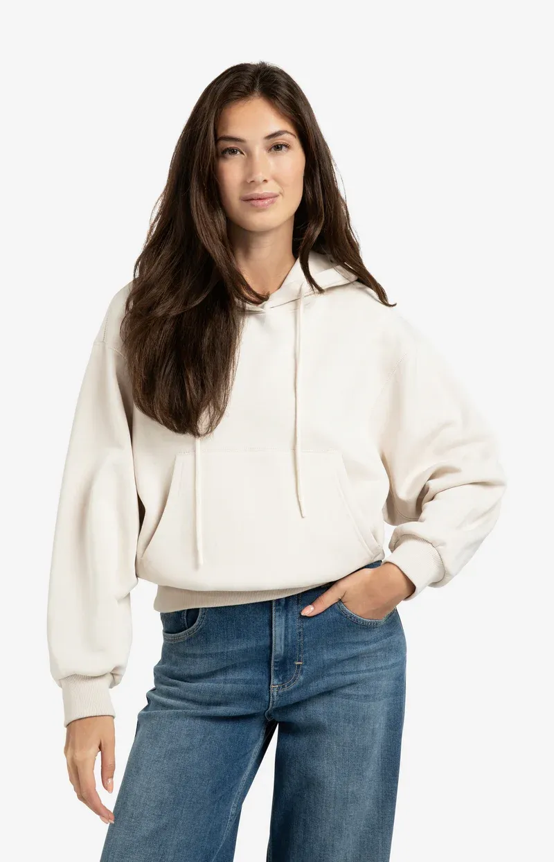 YaYa Hoodie met geplooide zoom Wit
