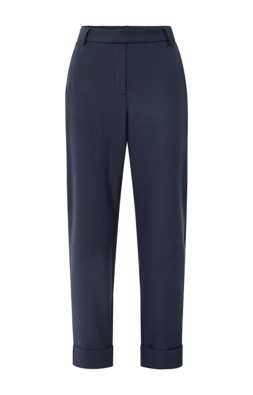 YaYa Broek met omgeslagen zoom Blauw