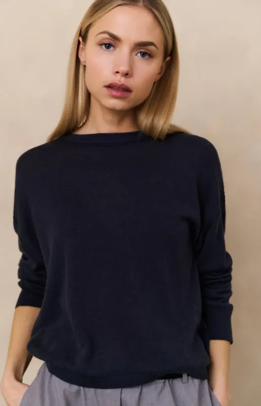 YaYa Trui met textuur en ronde hals Blauw