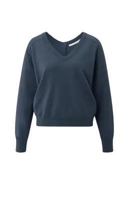 YaYa Sweater met dubbele V-hals Blauw YaYa Sweater met dubbele V-hals Blauw