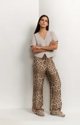 YAYA Broek met leopardprint Bruin YAYA Broek met leopardprint Bruin