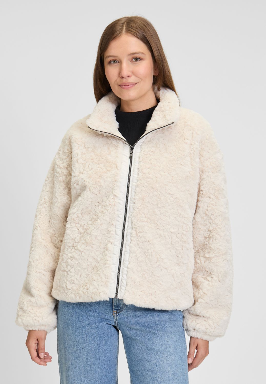 Covered ladies jacket - knitted - L620CO - Beige Chloe