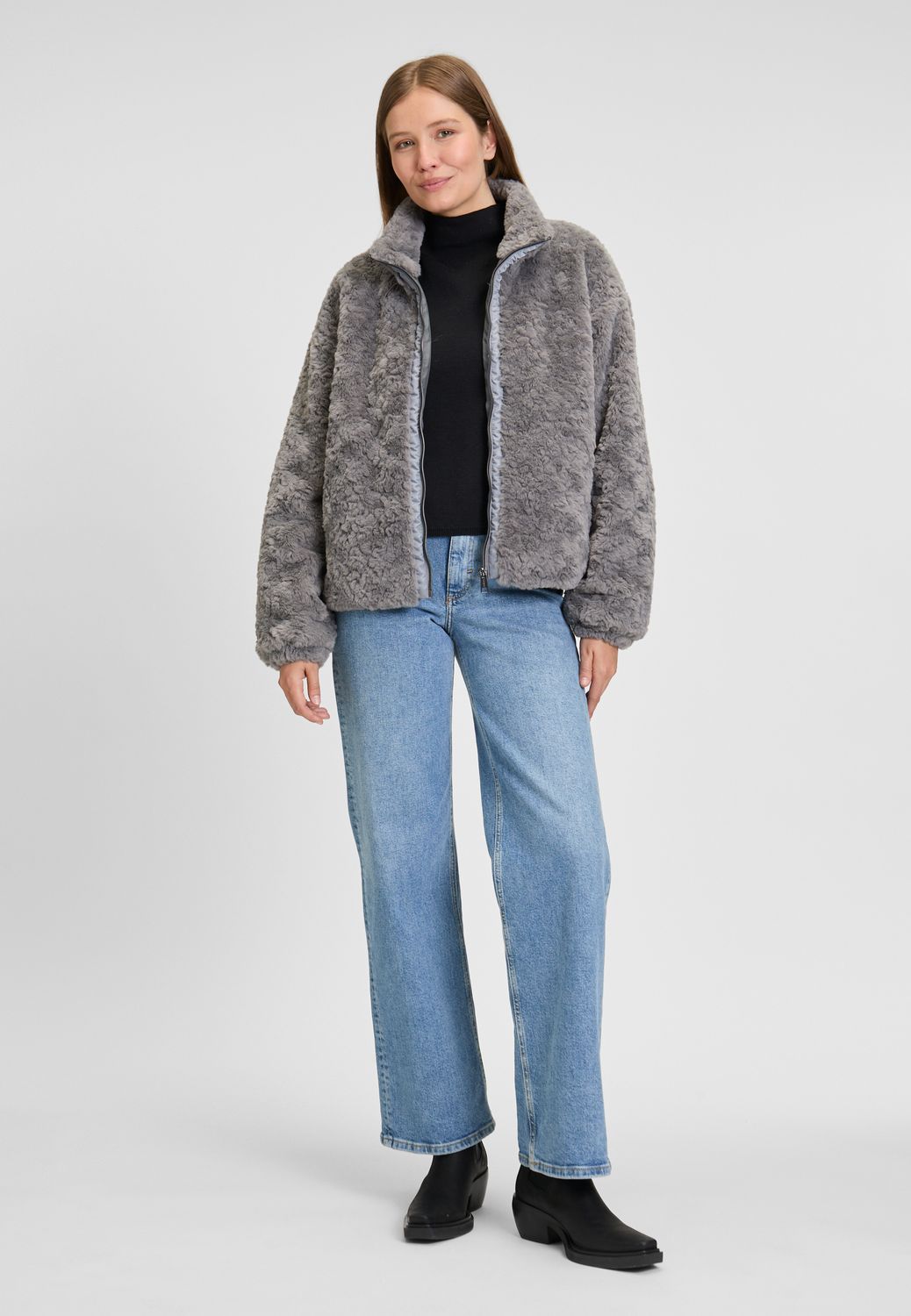 Covered ladies jacket - knitted - L620CO - Grijs Chloe