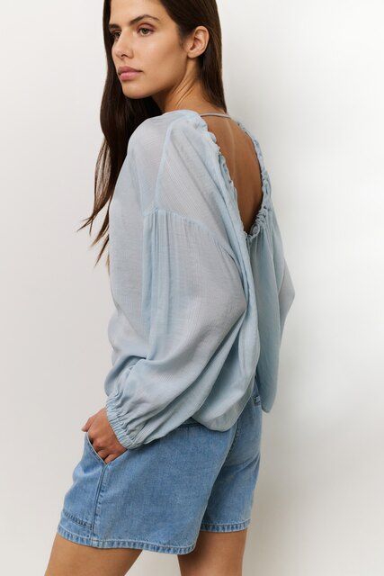 YaYa Crinkle top with low back Blauw 01-701297-506