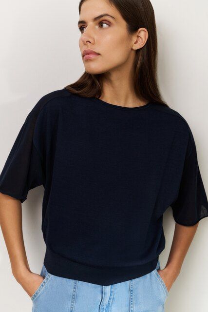 YaYa Trui met transparante mouwenTr Blauw 01-000475-506