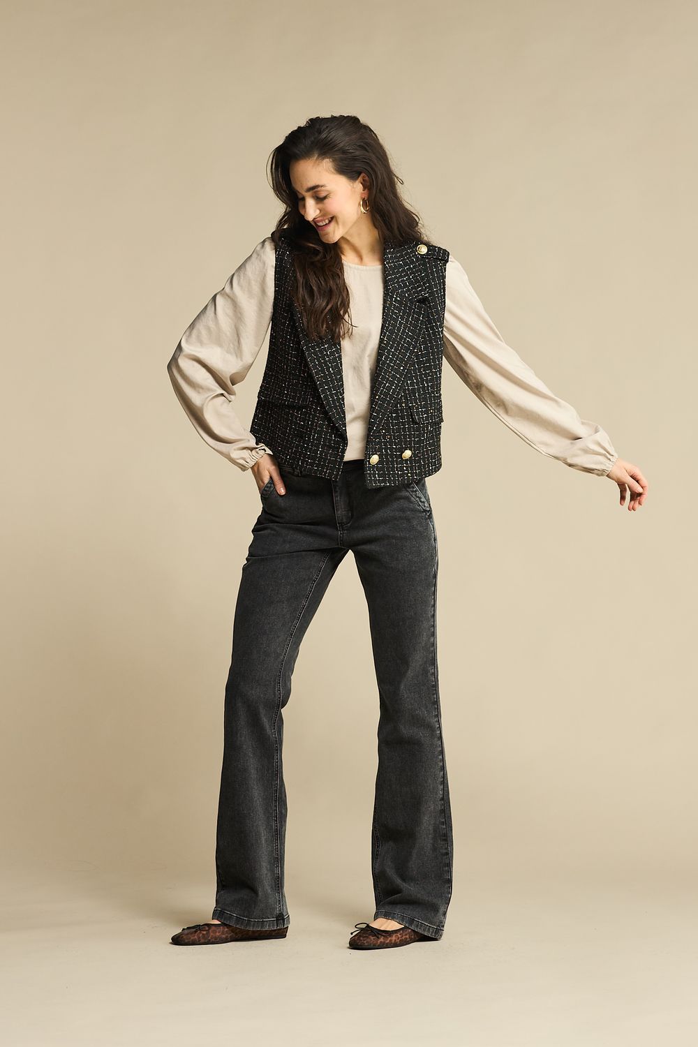 Red Button De Bibette Black Denim is een flare Zwart SRB4743