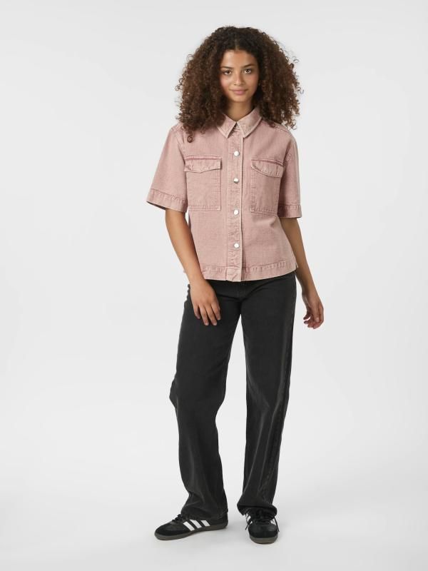 Neo Noir Tiki solid roze blouse