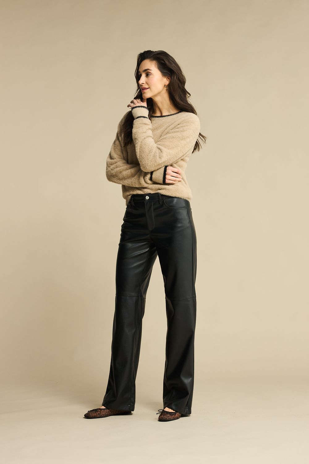 Red Button De Colette Faux Leather zwarte broek