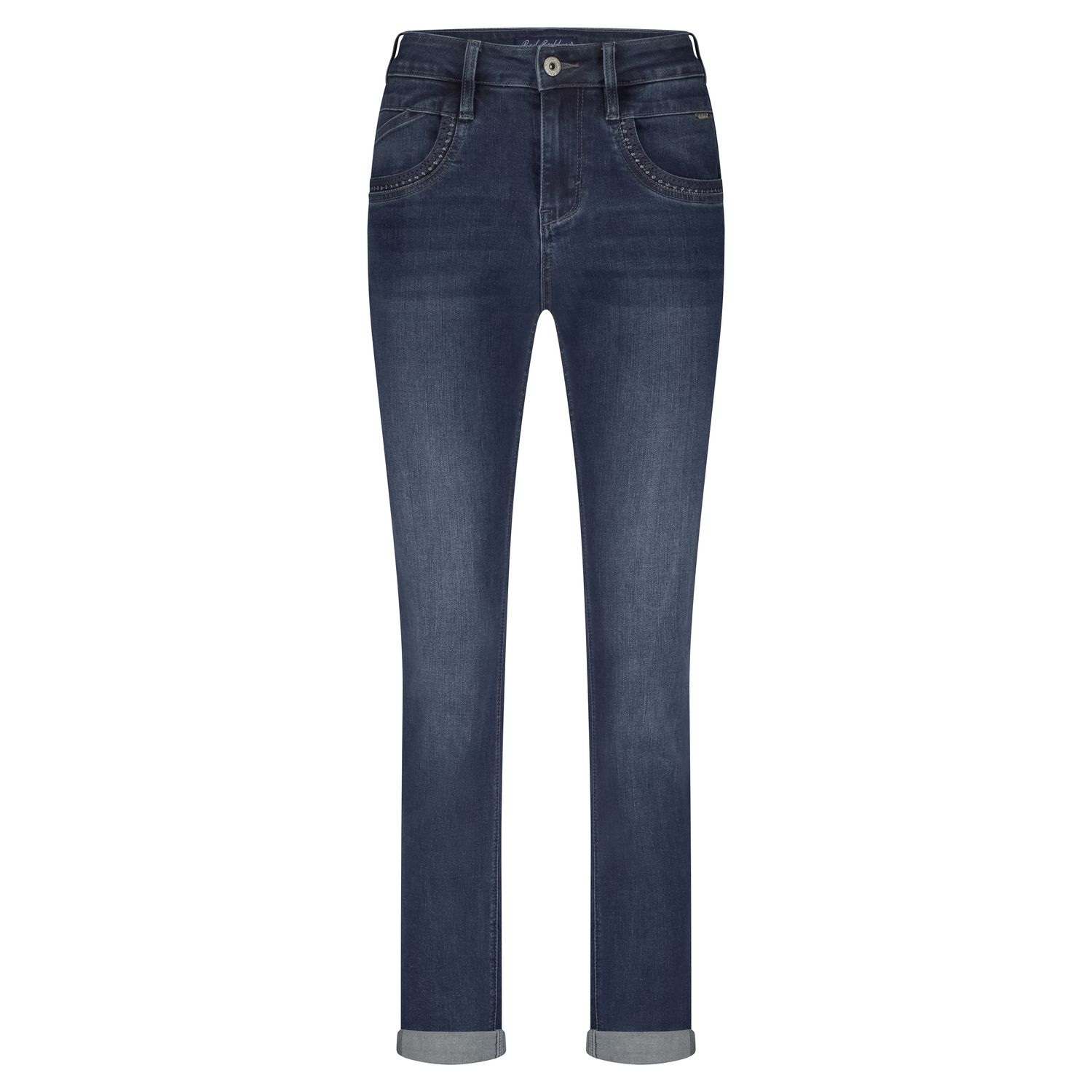 Red Button De Kate Embroidery  blauwe jeans
