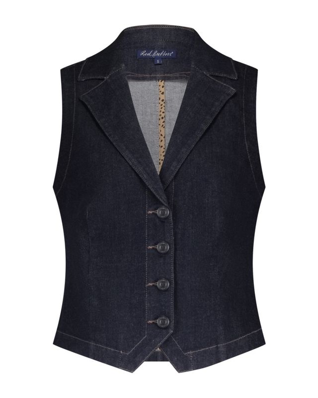 Red Button Waistcoat Denim Forever blauw