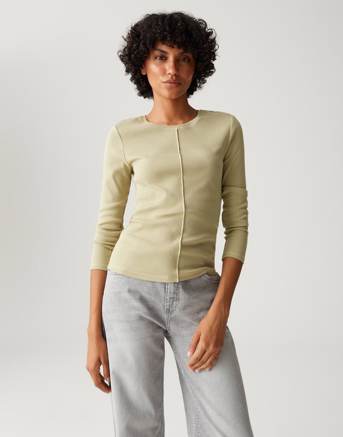 Opus Sadalie groene lange mouw t-shirt