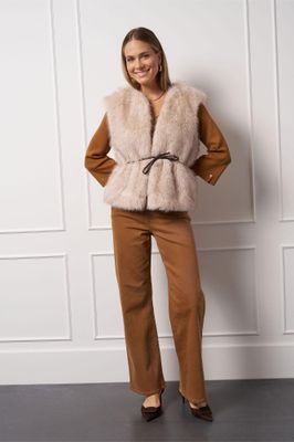 Studio Anneloes Ivana fur waistcoat Ecru 13259