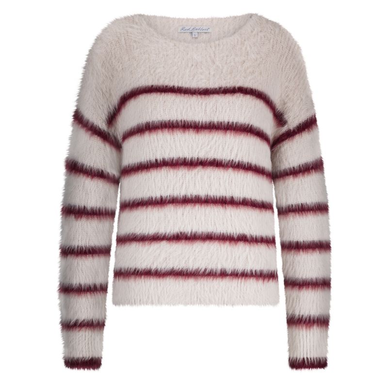 Red Button De Fuzzy Sweater &amp; Stripe is een fl Ecru SRB4616