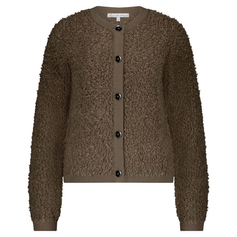 Red Button De Jacket Knit Boucle is een jas va Bruin SRB4702