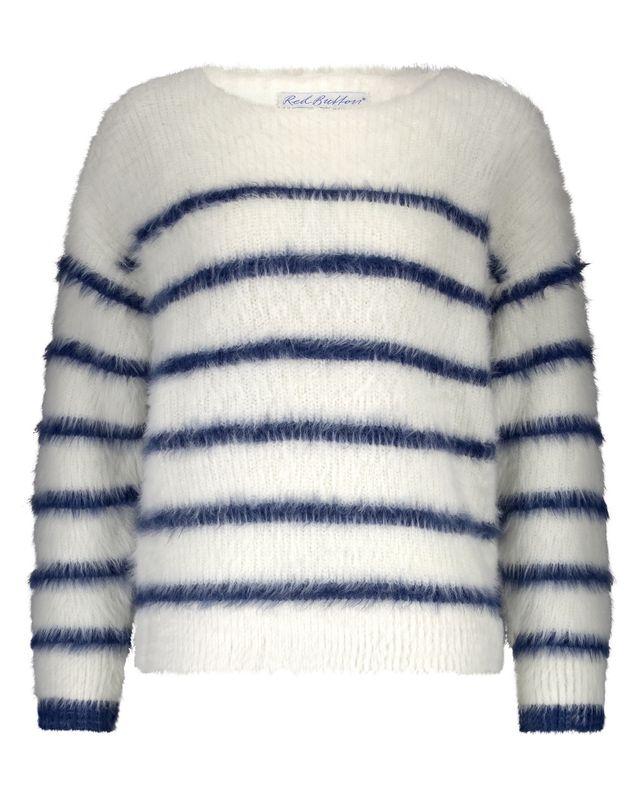 Red Button De Fuzzy Sweater &amp; Stripe is een fl Ecru SRB4616