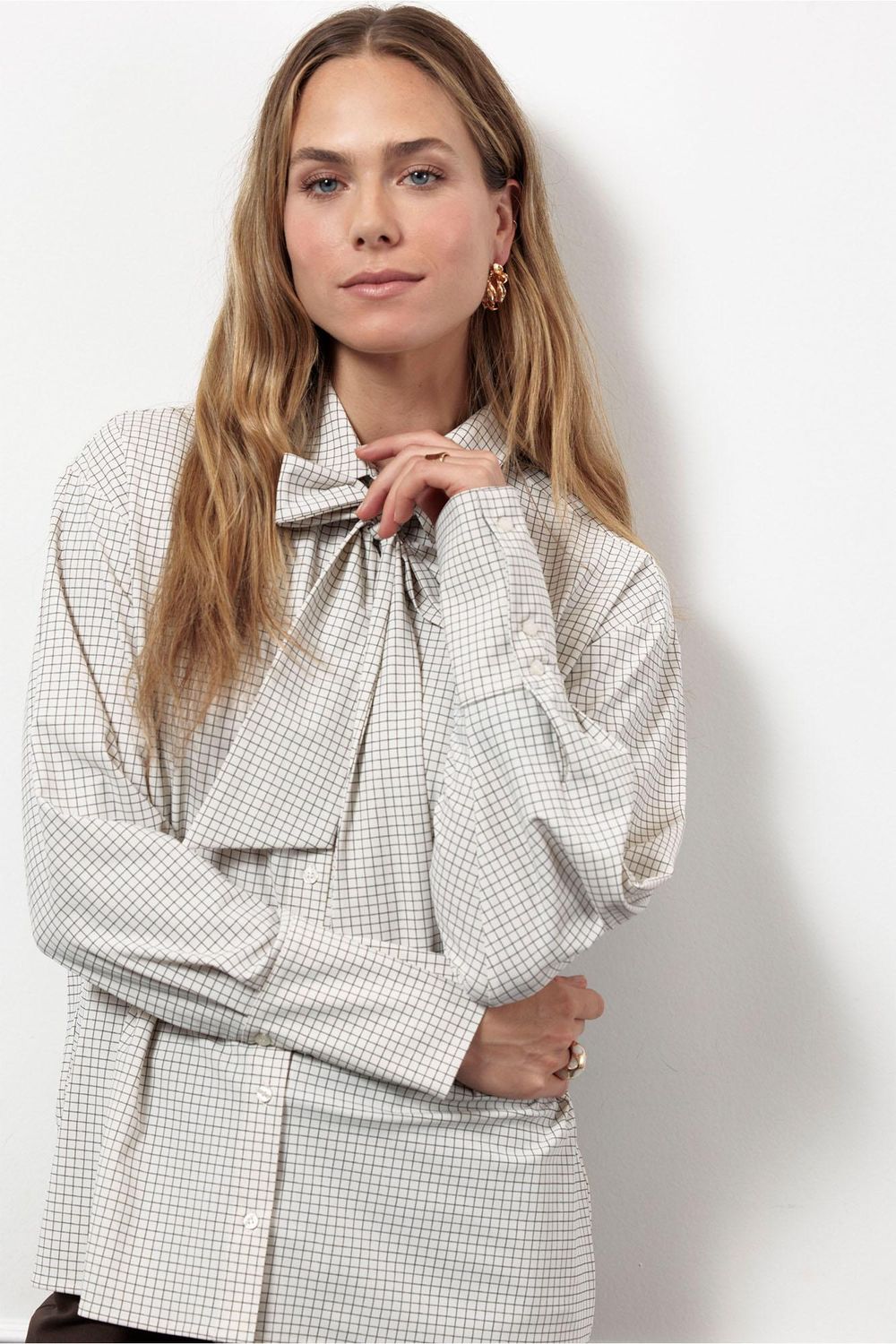 Studio Anneloes Hollis dot check blouse Bruin 13287