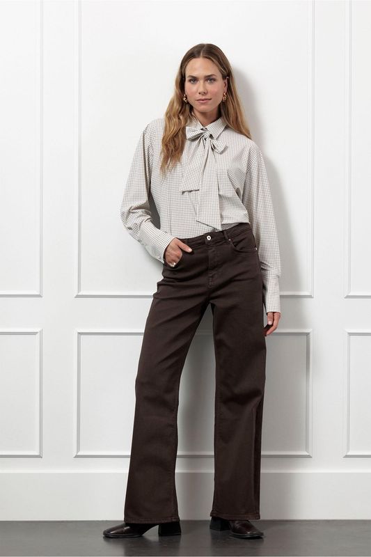 Studio Anneloes Hollis Dot Check Blouse Bruin