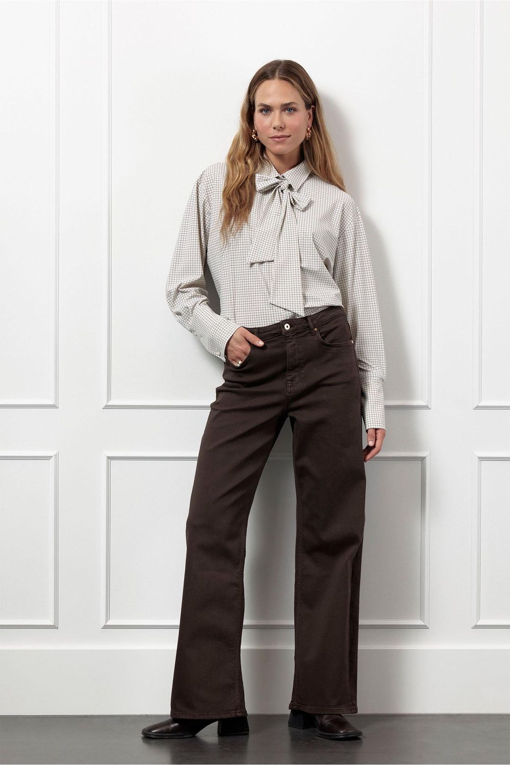 Studio Anneloes Hollis Dot Check Blouse Bruin