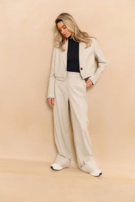 YAYA Broek met omgeslagen zoom Grijs