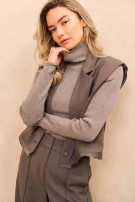 YaYa Fijne ribtrui met col Grijs 01-000517-510