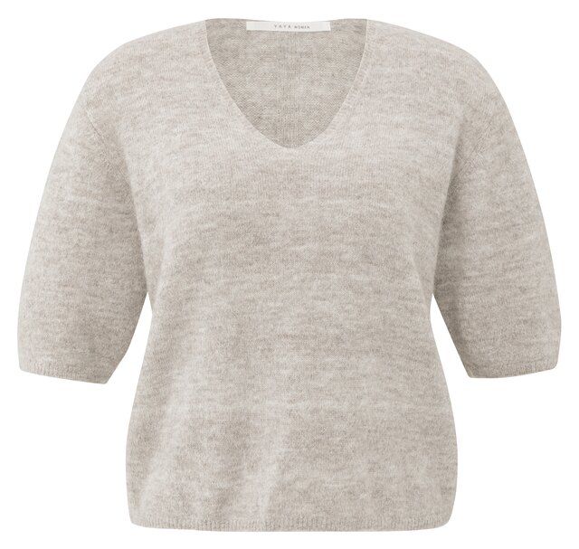 YaYa V-hals trui met melangetextuur Grijs 01-000522-510