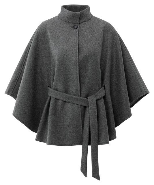 YaYa Soft woven poncho with collar Grijs 03-521004-510