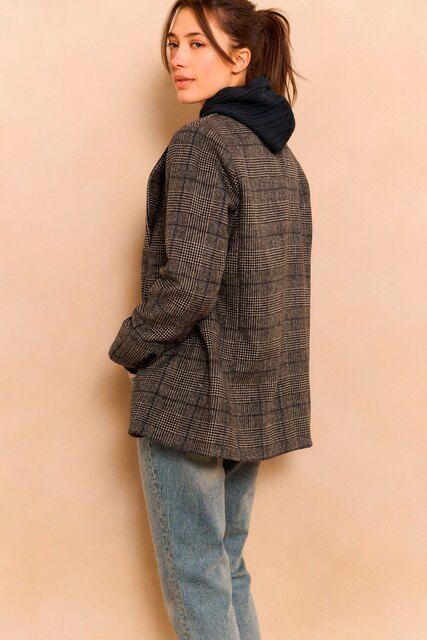 YaYa Blazer met ruitdessin Grijs 01-501074-510