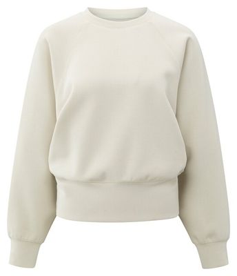 YAYA Fijngeribde raglan sweater Ecru