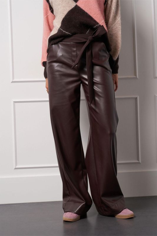 Studio Anneloes Lexie faux leather trousers Bruin 13312