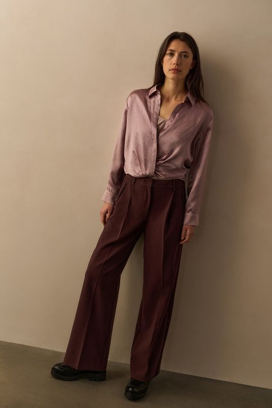 YaYa Broek met satijnen zijband Paars 01-301230-511