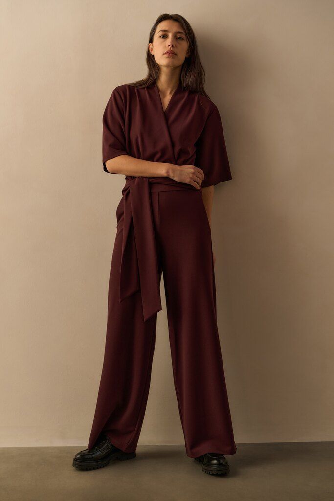 YaYa Jumpsuit met korte mouwen Paars 01-349023-511