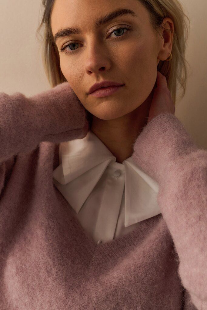 YaYa Blouse met kraagstrikdetail Wit 01-201187-511