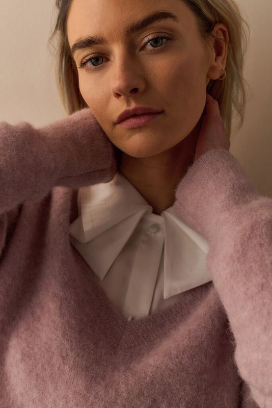 YaYa Blouse met kraagstrikdetail Wit 01-201187-511