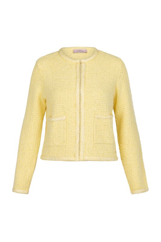 Studio Anneloes Xana tweed cardigan Geel 13459