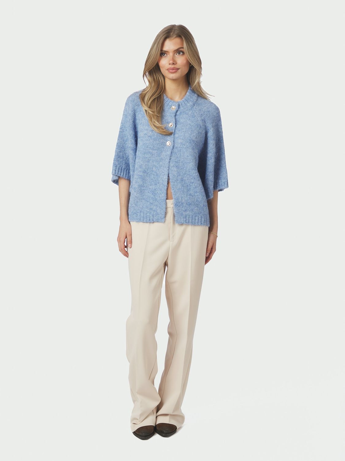 Neo Noir Benuta Fluffy Knit Cardigan Blauw