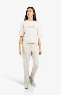 YAYA Gebreide trui met fluffy tekst Grijs