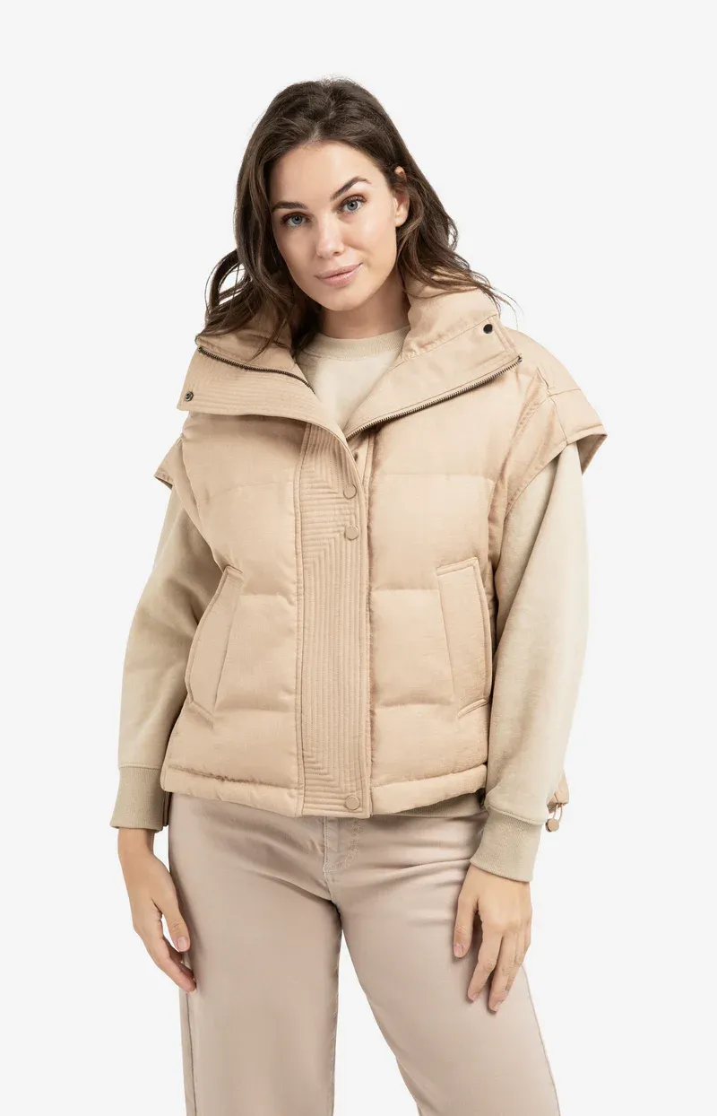 YAYA Oversized bodywarmer met kraag Goud