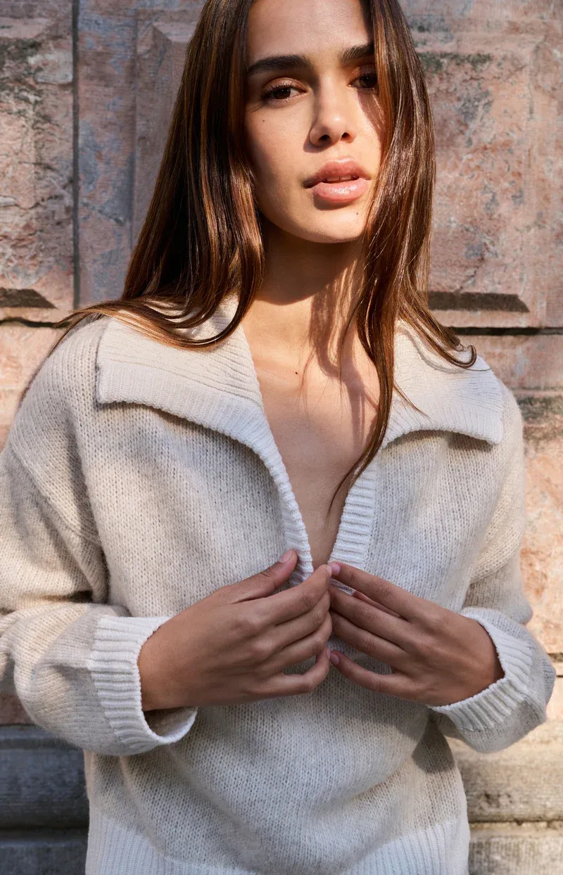 YaYa Trui met contrasterende kraag Grijs 01-000547-601