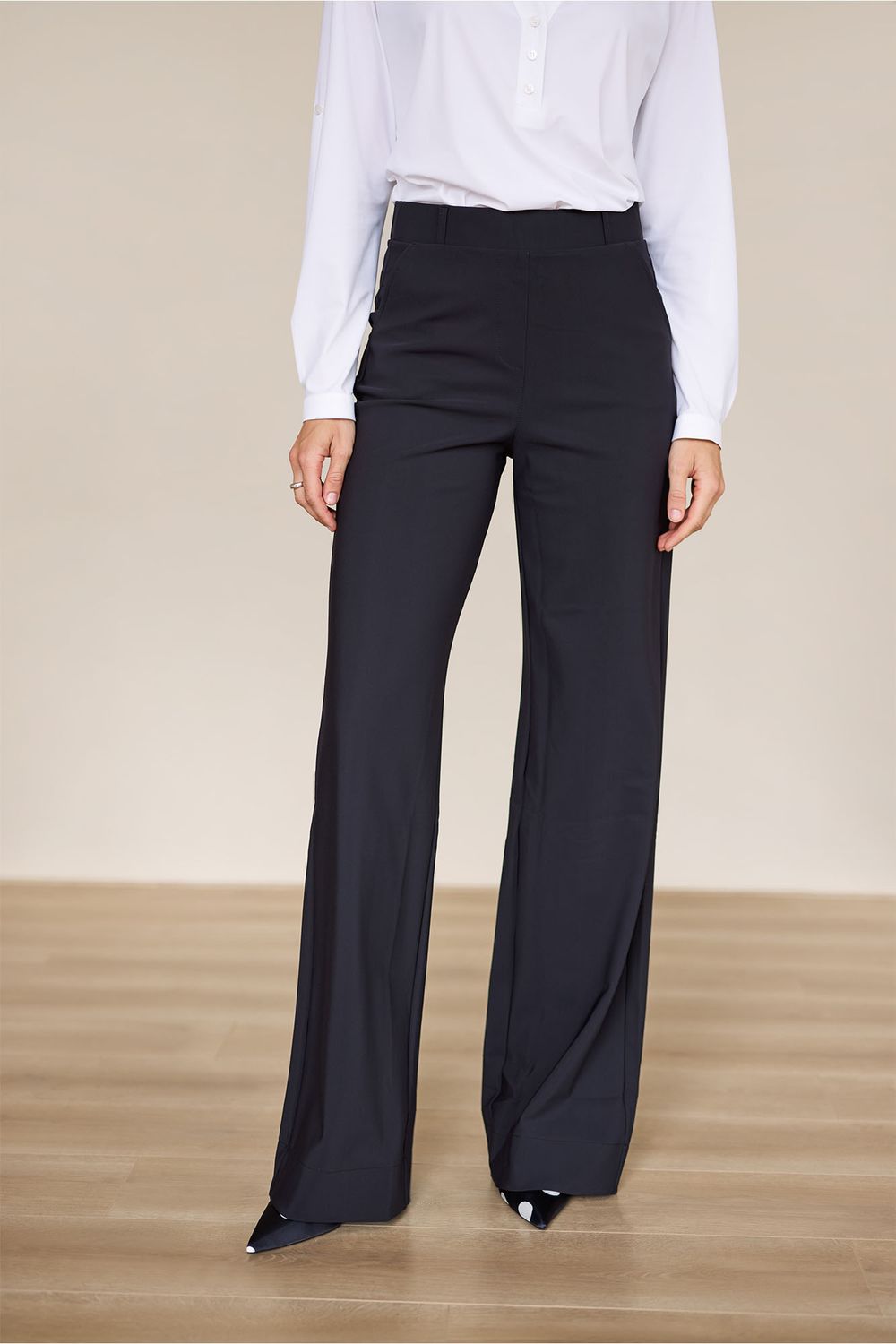 Studio Anneloes Lexie LONG bonded trousers Zwart