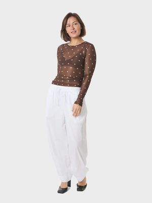 Neo Noir Ella Dot Blouse Bruin