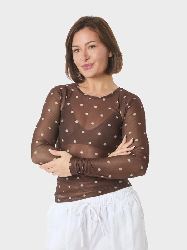 Neo Noir Ella Dot Blouse Bruin