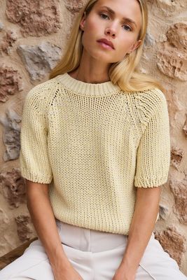 YAYA Grofgebreide trui Geel