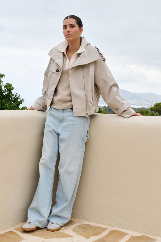 YAYA Kort trenchcoat bomberjack Grijs