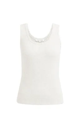 YAYA Singlet met sierlijke halsrand Ecru