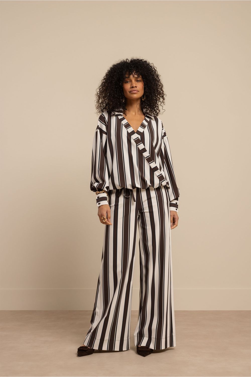 Studio Anneloes Elvie Stripe Blouse Bruin