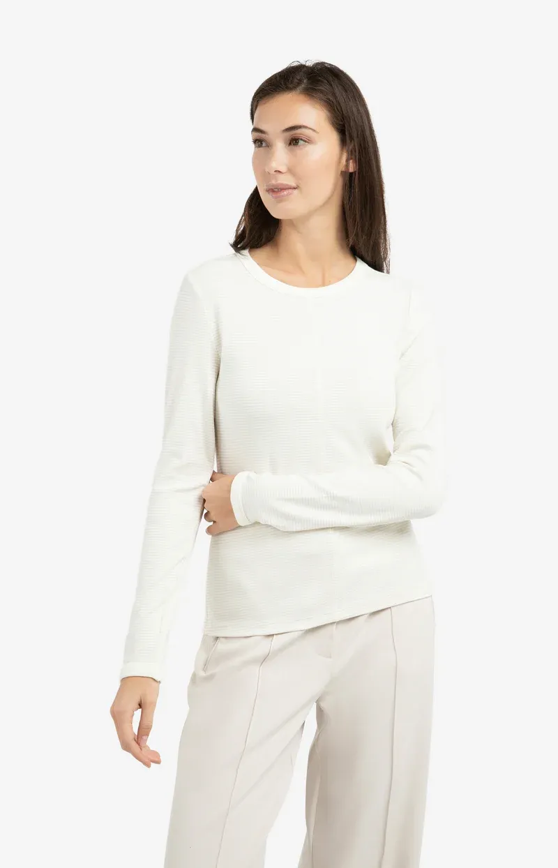 YAYA Gestreepte lange mouwen top Beige