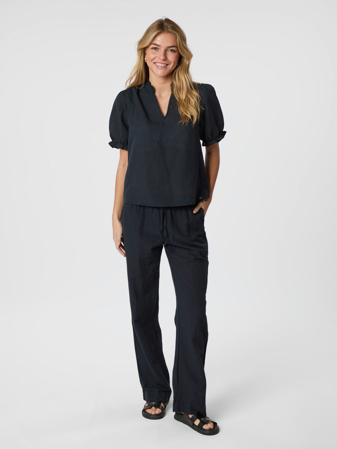 Neo Noir Sonar Linen Pants Blauw