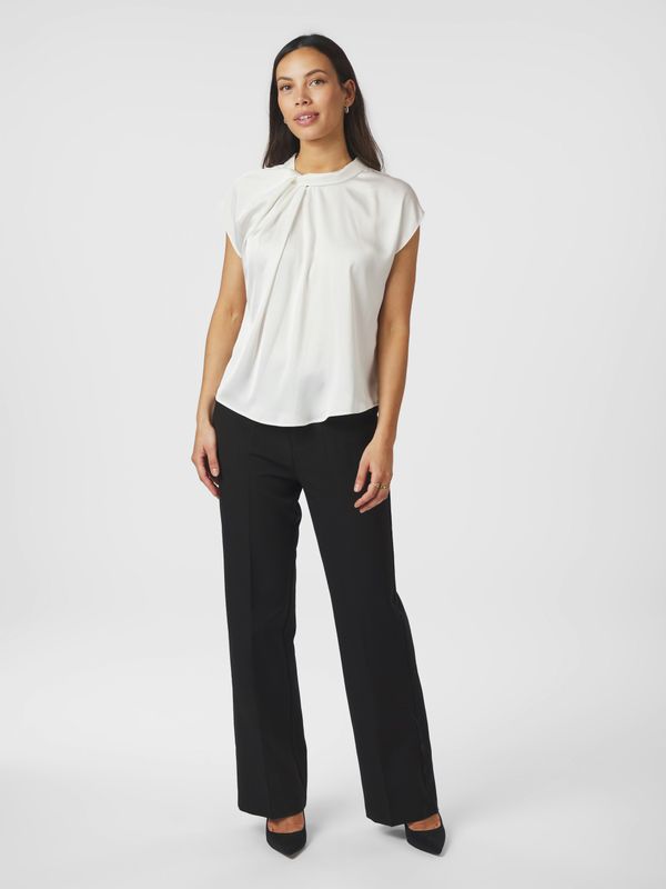 Neo Noir Fleur Drapy Satin Blouse Ecru